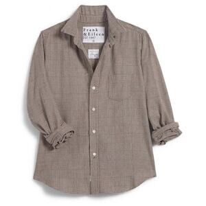 NWOT Frank & Eileen BARRY Lightweight Flannel Button Shirt Brown Herringbone XL